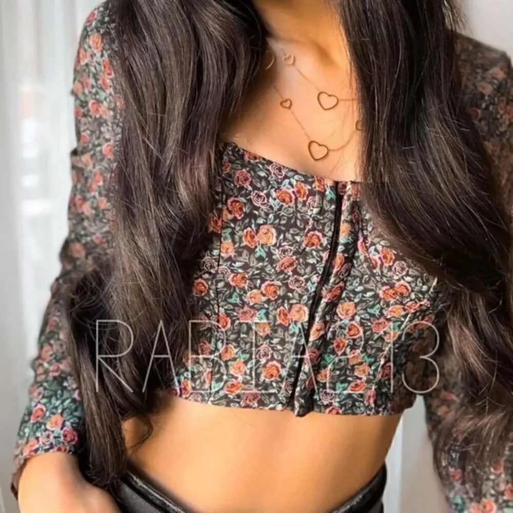 ZARA FLORAL PRINT CROP TOP‎